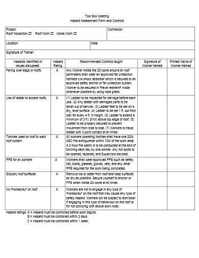 Field Hazard Assessment Forms
