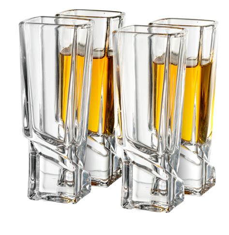 Joyjolt Carre Shot Glasses Square Heavy Base Shot Glass Set Of 4 1 8 Ounce 858000007051 Ebay