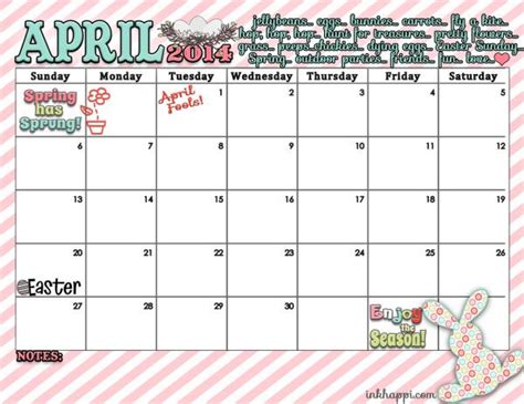 April Calendar And Spring Print Is Here Inkhappi Calendar Spring