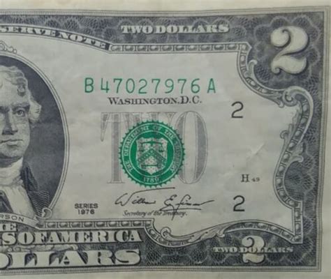 1976 2 Two Dollar Bill With Error Misaligned Seal Free Shipping Ebay