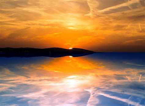 Dreamy Sunset Reflection Sea Clouds Hd Nature 4k