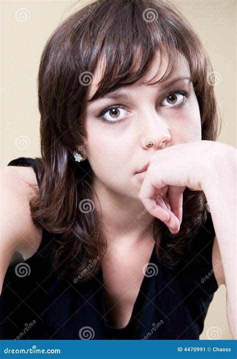 Thoughtful Woman Portrait Stock Image Image Of Pensive 4470991