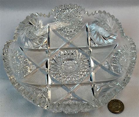 Antique American Brilliant Period Cut Crystal Glass Dish