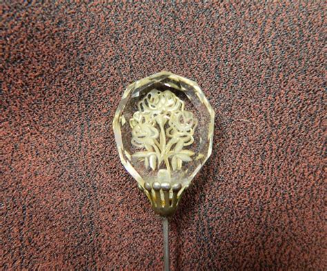 Stunning Vintage Or Antique Glass Hat Pin Clear Etched Glass Etsy