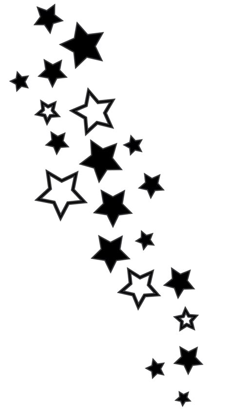 A Black And White Image Of Stars Flying In The Air