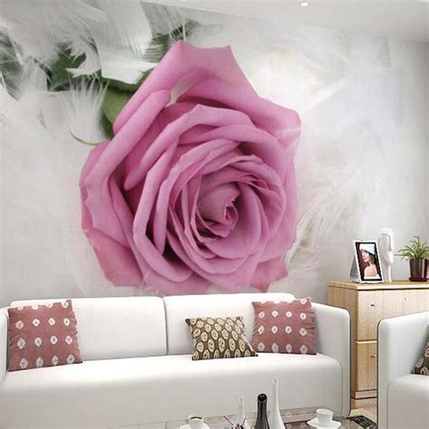 3d Customized Size Pink Rose Wall Mural Modern Art Painting Mural