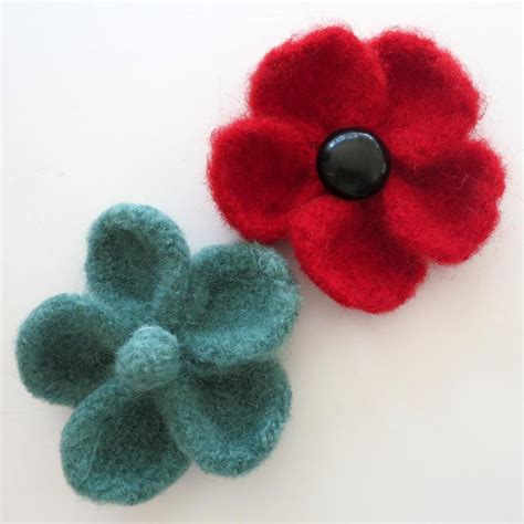 Felted Flower Round Petals Knitting Pattern By Grace Rose Felt