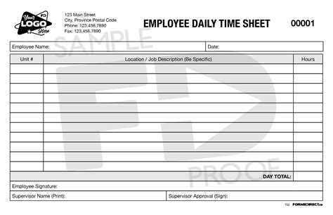 Employee Daily Time Sheet Ts2 Custom Form Template Forms Direct