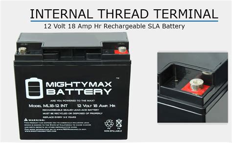 Mighty Max Battery 12v 18ah Sla Internal Thread Replacement