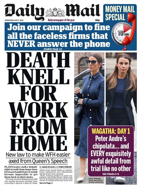 Daily Mail Front Page 11th Of May 2022 Tomorrow S Papers Today