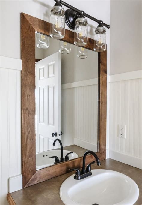 How To Add A Diy Wood Frame To A Bathroom Mirror Wood Framed Bathroom Mirrors Bathroom Mirror