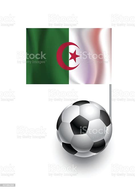 Bola Sepak Bola Atau Sepak Bola Dengan Bendera Panji Aljazair Ilustrasi