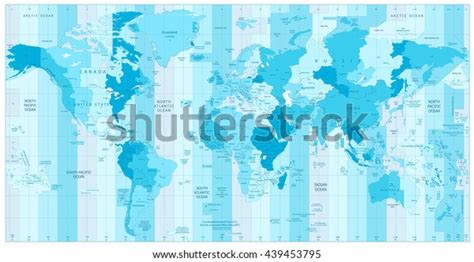 World Map Standard Time Zones Colors Stock Vector Royalty Free