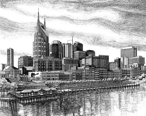 Nashville Skyline Ink Drawing Drawing By Janet King
