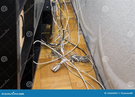 Cables In Mess On The Floor Stock Image Image Of Dust Floor 165620557
