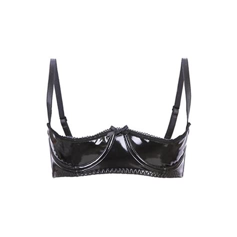 Buy So Sexy Lingerie Shiny Stretch Black Vinyl Shelf Bra Quarter Cup Exposed Nipples Balconette