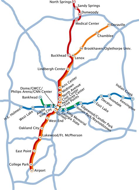 Map Of Atlanta Metro Metro Lines And Metro Stations Of Atlanta