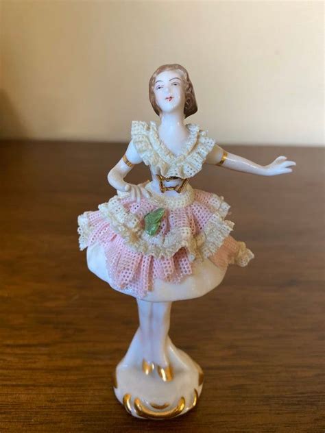 Vintage Dresden Lace Porcelain Ballerina Figurine Etsy Ballerina