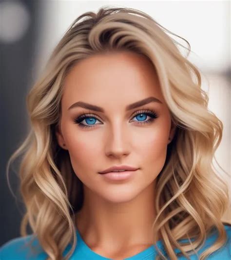 a beautiful woman blonde messy hair blue eyes per openart