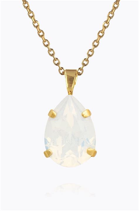 Caroline Svedbom Mini Drop Necklace White Opal Gold