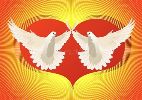 Two White Doves Red Heart Background Stock Illustrations 139 Two