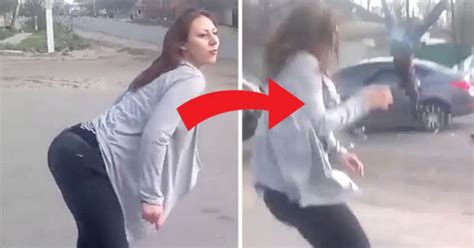 Brunette Twerking Next To Road Causes Terrifying Head On Collision