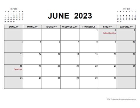 June 2023 Calendar Free Printable With Holidays June 2023 Blank