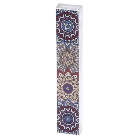 Dorit Judaica Mezuzah Case With Floral Mandala Design And Shin Judaica