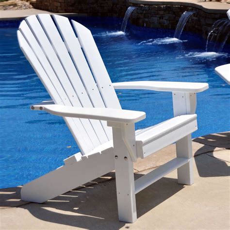Choose from a variety of traditional earth tones like brown, black, white, and green adirondack chairs as well as vibrant options such as blue, red, yellow, and orange polywood adirondacks. Frog Furnishings Seaside Adirondack Chair - White