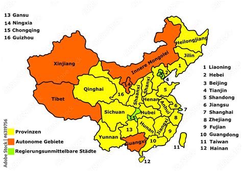 China Landkarte Mit Provinzen Und Taiwan Stock Vector Adobe Stock