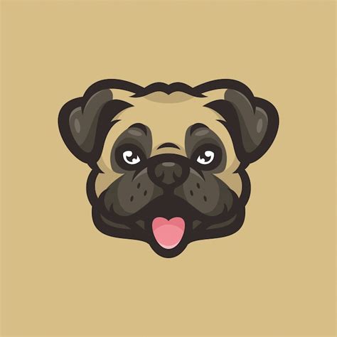 Pug Dog Mascot Head Logo Deportivo Vector Premium