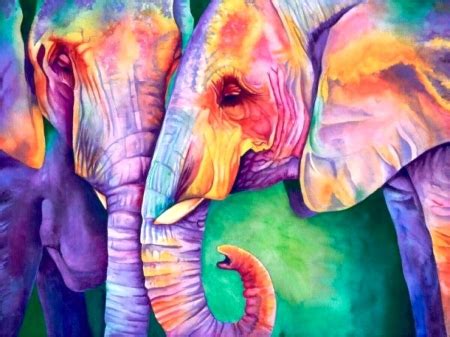 Colorful Elephants - Fantasy & Abstract Background ...