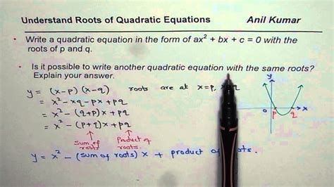 Write Quadratic Equation In Standard Form With Given Roots At P And Q