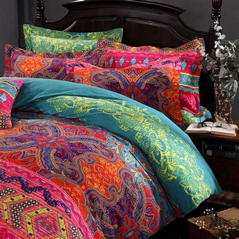 Bohemian Floral Comforter Bedding Set Consisting Of Quilt Etsy