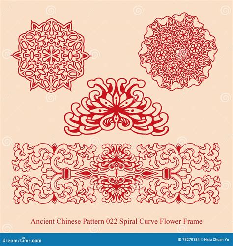 Ancient Chinese Pattern022 Spiral Curve Flower Frame Stock Vector