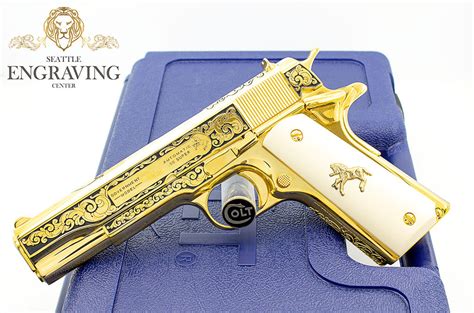 Buy 1911 Colt 38 Super Colt Scroll Design Engraving All 24k Gold