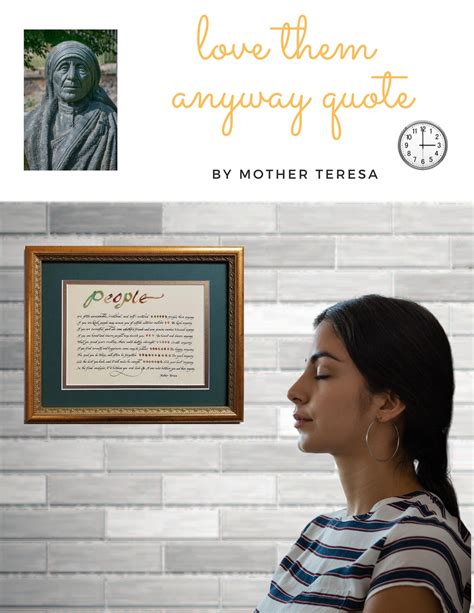 Mother Teresa Quote Love Them Anyway Print Framed Matted Wall Etsy