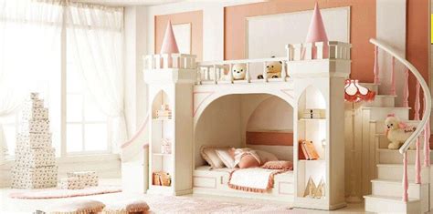 Bedroom Princess Girl Slide Children Bed , Lovely Single Pink Castle
