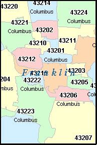 FRANKLIN County Ohio Digital ZIP Code Map