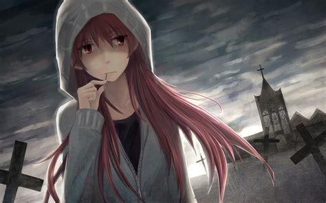 Female Anime Character Wearing Hooded Jacket Hd Wallpaper Wallpaper Flare