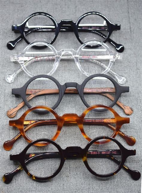 Small Vintage Round Hand Made Eyeglass Frames Full Rim Acetate Retro Glasses Eyewear Rx Able Men