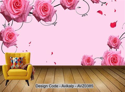 Avikalp Exclusive Avz0385 Fresh Pink Rose Background Wall Hd 3d