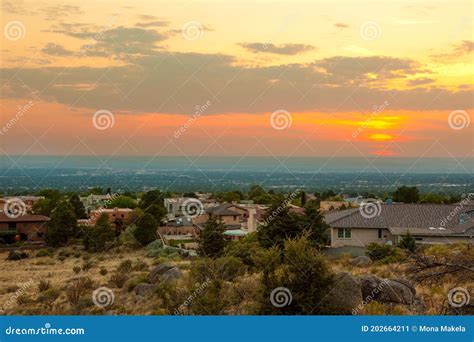 Hazy Sunset In Albuquerque New Mexico Stock Image Image Of Homes