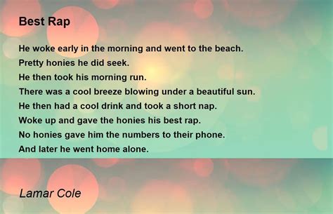 Best Rap Best Rap Poem By Lamar Cole