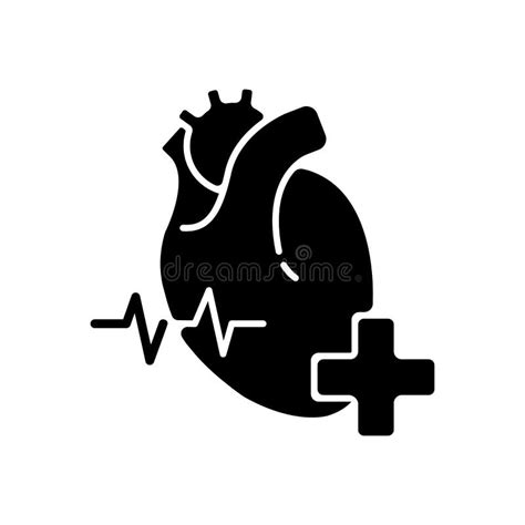 Cardiology Black Line Icon Medical Checkup Stock Vector Illustration