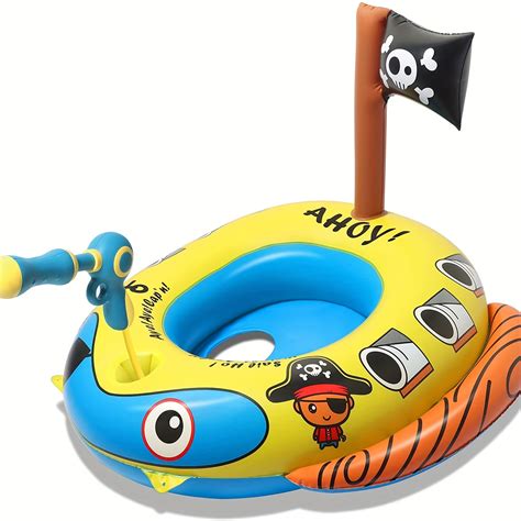 Trojoy Inflatable Fire Boat Pool Float For Kids With Built In Squirt