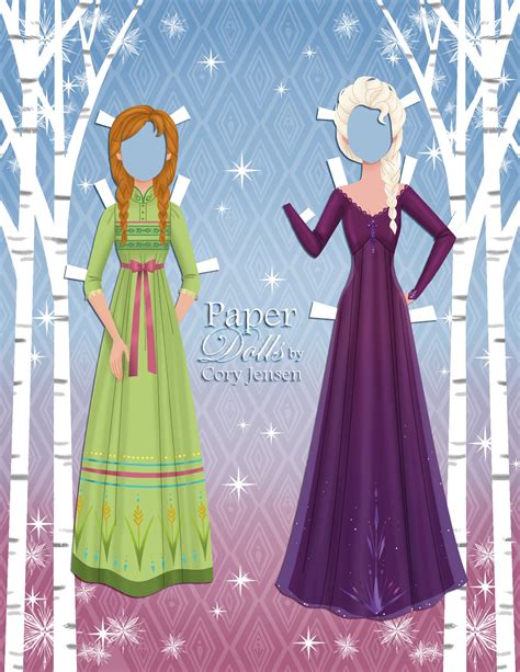 Frozen 2 Elsa And Anna Paper Dolls With Clothing And Dresses From The