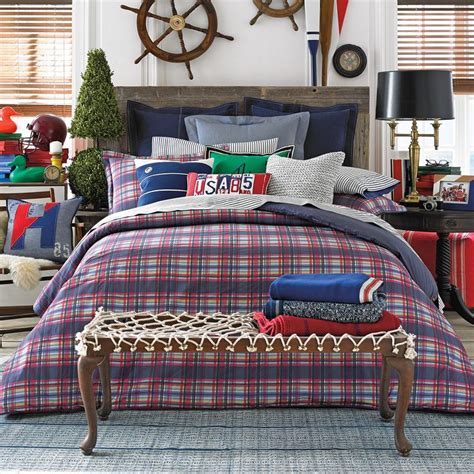 Red and navy stripes, reverse to blue and white stripes for contrast, this comforter's timeless look will prep up any bedroom. Tommy Hilfiger Stanford Plaid Comforter Set, Full/Queen ...