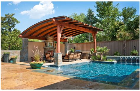 Southwest Fence And Deck Outdoor Seating And Fireplace Backyard Pool
