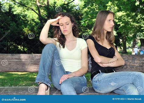 Friends Teenage Girls In Conflict Stock Image Image Of Serious